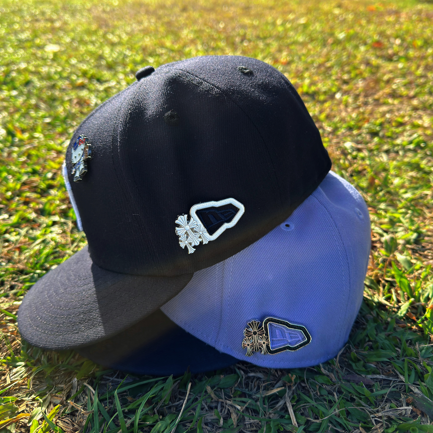 十字架帶鑽側標扣(黑/白)